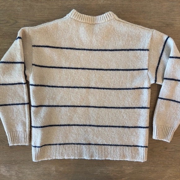 ZARA Kids/Teen Striped Acrylic Sweater-Beige Navy Stripe Pullover-Size Lge 13-14 - Picture 15 of 15